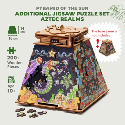 Image of iDventure Cluepuzzle Pyramid of the Sun, Aztec Realms Expansion | 4 Additional Aztec-themed Puzzle Motifs, Base Game Required, Escape Room Puzzle Game for Adults and Families, Birthday Gift