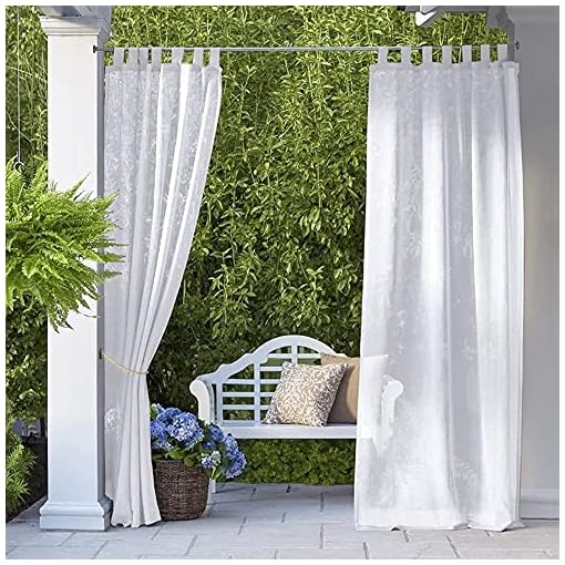 RYB HOME Linen Look Outdoor Sheer Curtains, 2 Panels… - Image 4