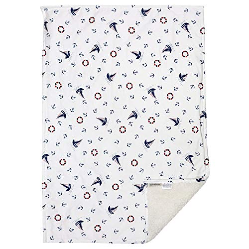 Brandream Baby Crib Bedding Set For Boys Coastal Ocean Anchor Nautical Boys Nursery Bedding Set With 2 Packs Crib Sheets, White & Navy Blue, 4 Pieces Sail Away Theme #TOP1
