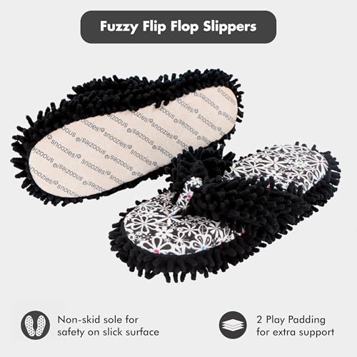 Snoozies Fuzzy Flip Flop Pedicure Slippers for Women Indoor, Washable Fluffy Thong Slippers, Comfortable Open Toe House Slippers Non-Skid Sole, Spa Gifts3