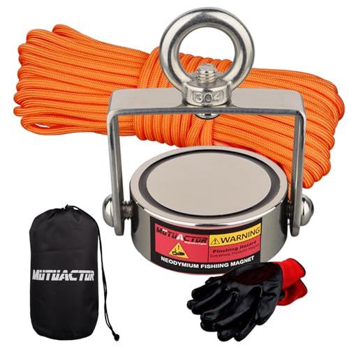 MUTUACTOR 960lbs Φ2.36'' Double-Sides Heavy Duty Swivel Magnet Fishing Kit