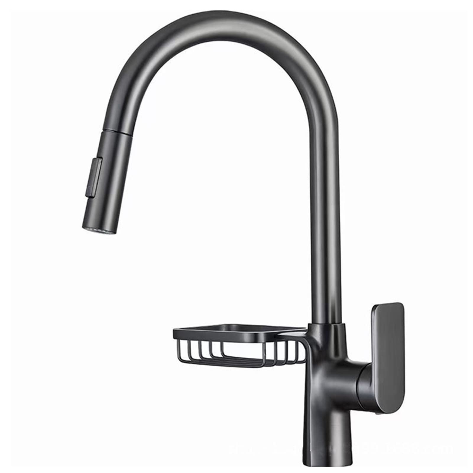 Lmysxaoz Gris Kitchen Faucet With Pull Down Sprayer, High Arc Single Handle Out Sink Shelf, Deck Mounted Brass Hot And Cold Water Mixer Tap,Gray(Gris)