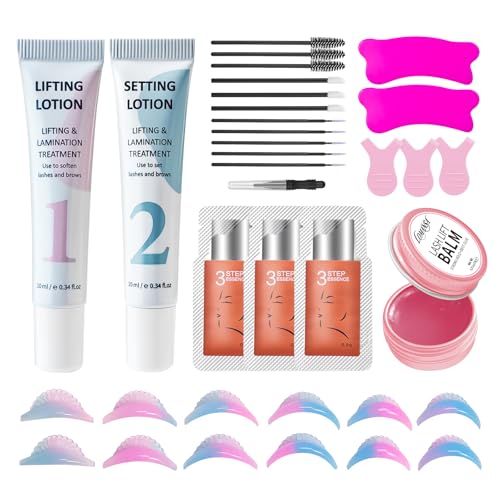 Lomansa Wimpernlifting Set, Lash Lifting Set, Augenbrauen Lifting, Pflegender Wimpernlift Balsam mit Wimpernlifting Pads in 6 Größen, leicht zu Drückende Tube, Hält bis zu 6 Wochen