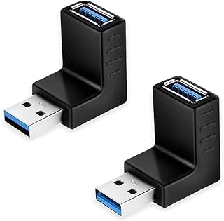 USB3.0 90 Degree Adapter, Hoydaa USB 3.0 Male to Female Right Angle Extension Adapter, USB Coupler Up and Down Angle Connector