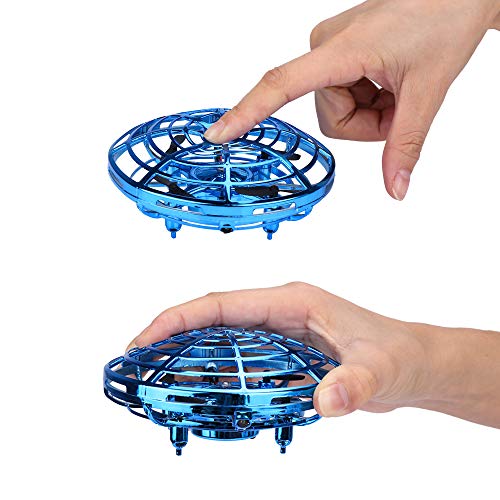 IAMGlobal Hand Controlled Flying Ball, Flying Helicopter, Flying Toys, Kids Mini Drones, Infrared Induction Helicopter Ball with 360° Rotating and Shinning LED Lights (Blue)
