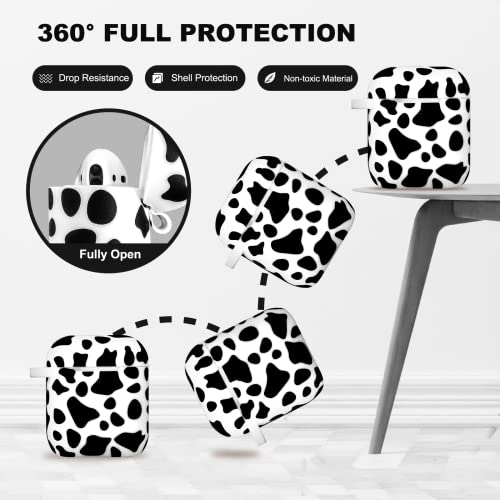 Molova Airpod Case Soft Silicone Flexible Skin Cow Print Airpods Case Cover For Apple Airpods 2&1 Cute For Girls With Keychain (Cow) #TOP2