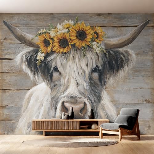 Genérico Papel Pintado Pared Vaca de Las Tierras Altas Papel Pintado Pared Dormitorio Ganado de Las Tierras Altas, Salon Tejido No Tejido Decoración del Hogar 150x105 W10