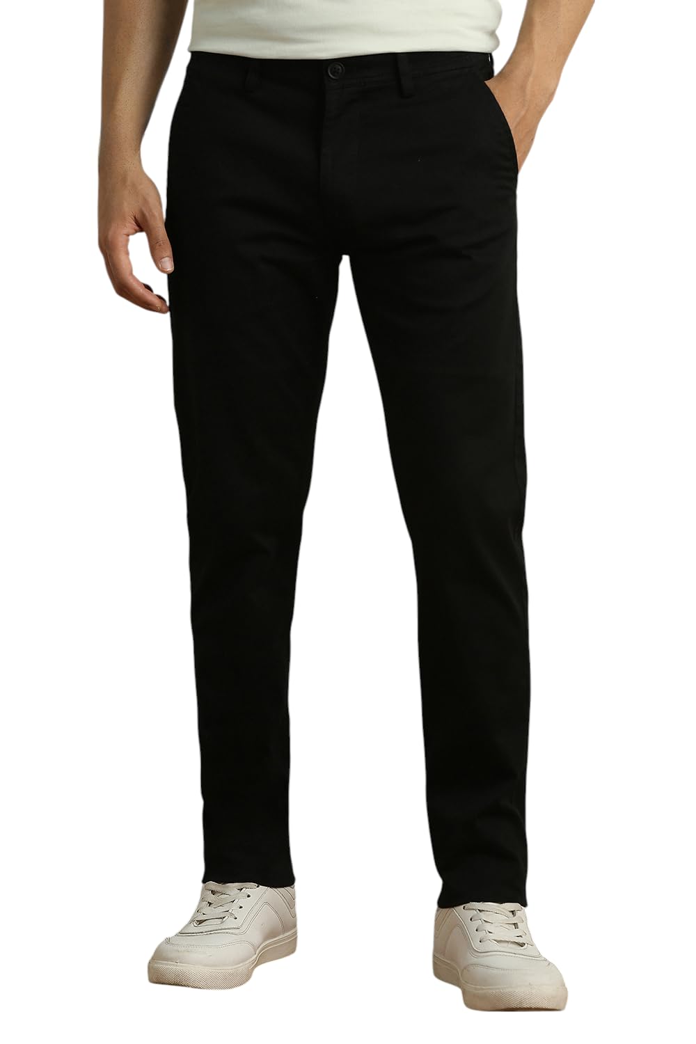peter england Men's Super Slim Fit Stretchable Cotton Satin Casual Trousers | Office Sleek & Trendy Look-picture-49