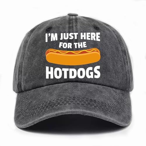 Image of I'm JUST HERE for The Hotdogs Hats for Men Baseball Caps Trendy Washed Workout Hats Light Weight