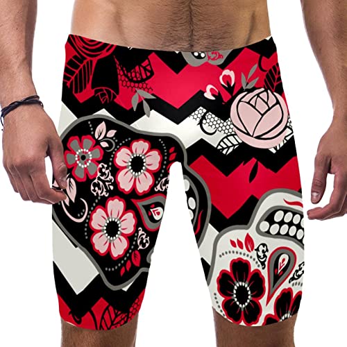 Traje de baño largo HUI JIN SHOP rojo de calavera para tus entrenamientos en piscina