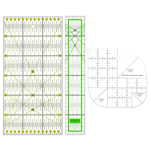 Règle de Couture à Angle Courbé, 30 x 5 cm/15 x 30 cm Regle Patchwork Couture, Modèles de couture à bords ronds avec graduations en cm et indications d'angles pour...