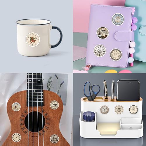Image of 55Pcs Vintage Clock Stickers Aesthetic Retro Clocks Watches Map Vinyl Decals for Kids Teens Adults, Travel World Sticker for Laptop DIY Luggage Water Phone Guitar Computer Guitar (Clock)