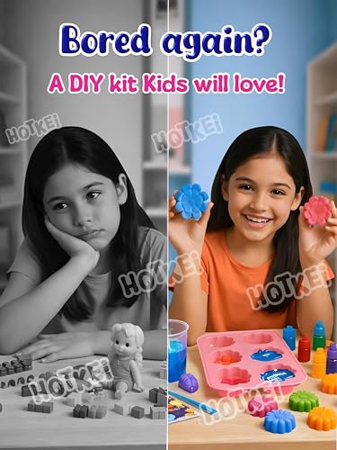 Image of HOTKEI Soap Making Kit for Kids 8+ Years | 10 Premium Soap Bases with Fun Mould, Colors, Fragrances & Accessories | DIY Creative Gift Kit for Girls and Boys