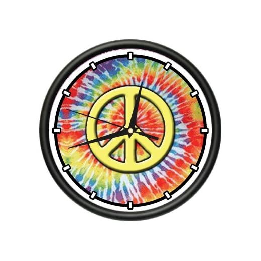 Hippie Wall Clock Peace Symbol Sign Grateful Dead Gift