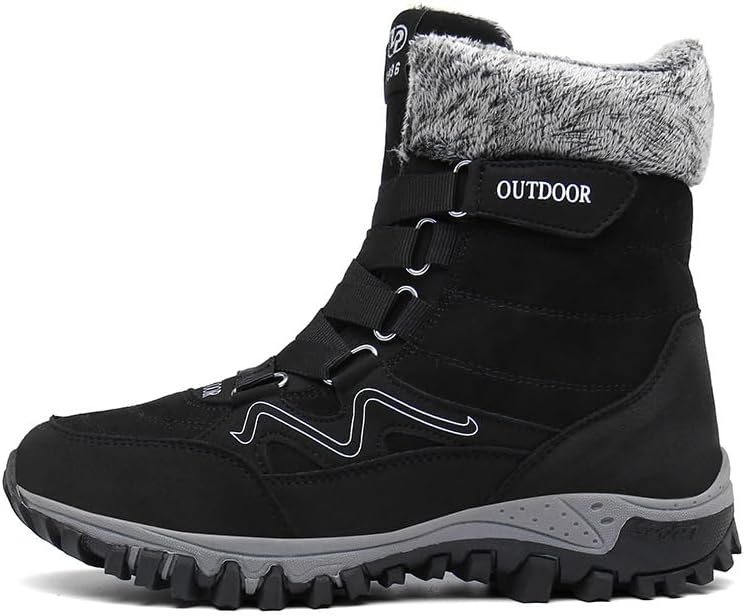 Men's Winter Mid-Calf Snow Boots, Waterproof, Warm, Fleece Lined Hiking Boots, Non-Slip Outdoor Work Hiking and Mountaineering Shoes - Image 4