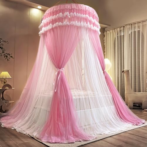 Kertnic Dreamy Bed Canopy for Girls, Princess Canopy Curtains Double