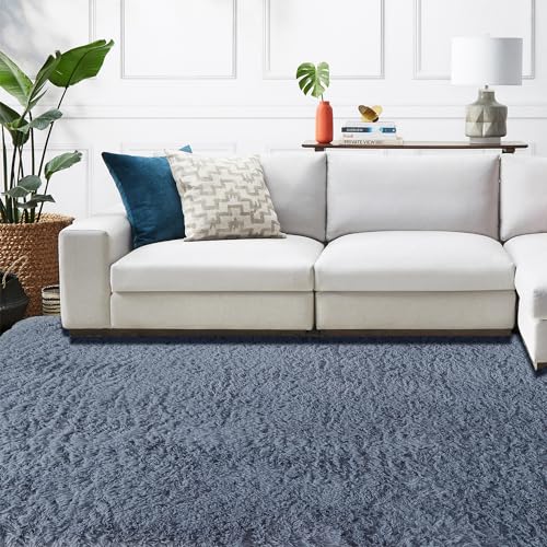 Tapete Azul Gris 5x7 Pies Suave para Sala y Dormitorio miniatura 2