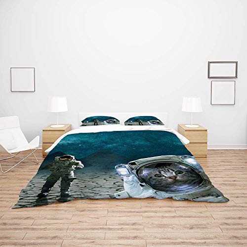 Housse de couette chat astronaute simple en polyester de qualité