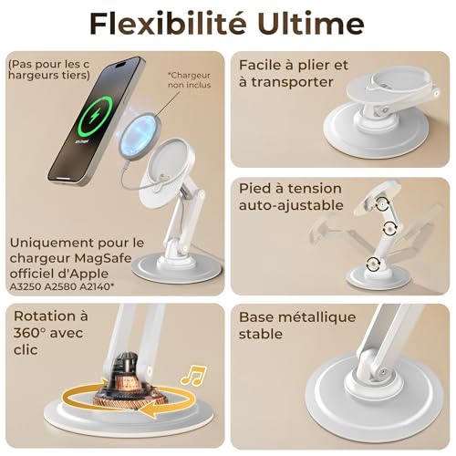Support compatible MagSafe rotatif pour iPhone 16 qui libère vos mains - 3