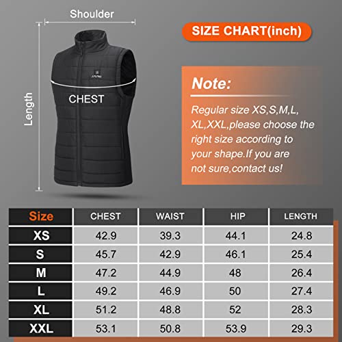 Mexitop Lightweight Heated Vest For Men/Women, Outdoor Water/Wind Resistant Outerwear Vests With 10000Mah Large Capacity Battery Pack, Black #TOP5