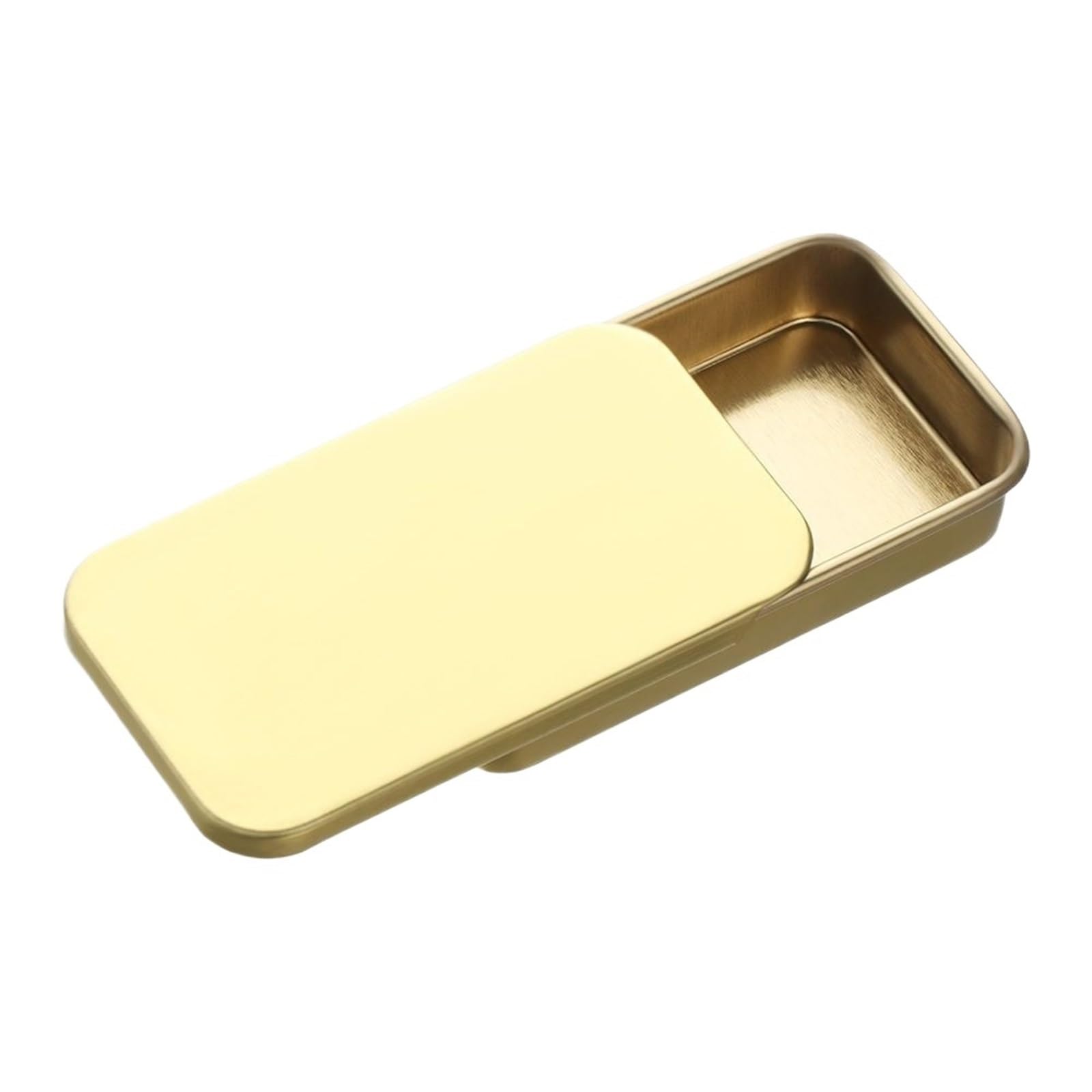 LuoAXINN Metal Tins with Lids 10Pcs Metal Rectangular Empty Mini Tin Box Tinplate Push Candy Pill Cases Bins Jar Hinged Containers Small Organizer Storage(Gold-60x34x11mm)