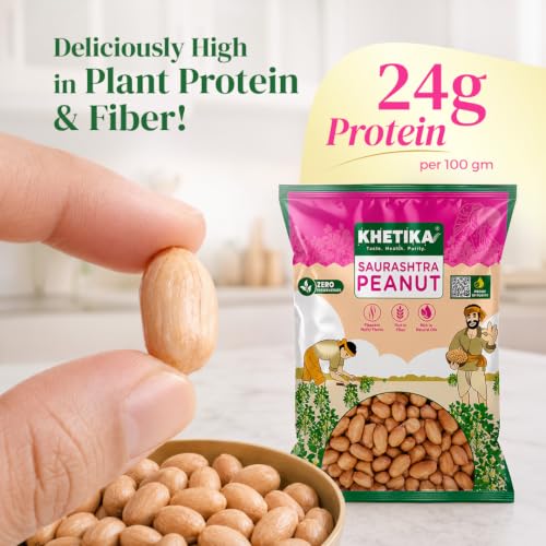 Image of Khetika Peanuts 500g Origin Saurashtra, Fit for Fasting, Moongfali, Rich in Protien & Fiber, (Pallilu)