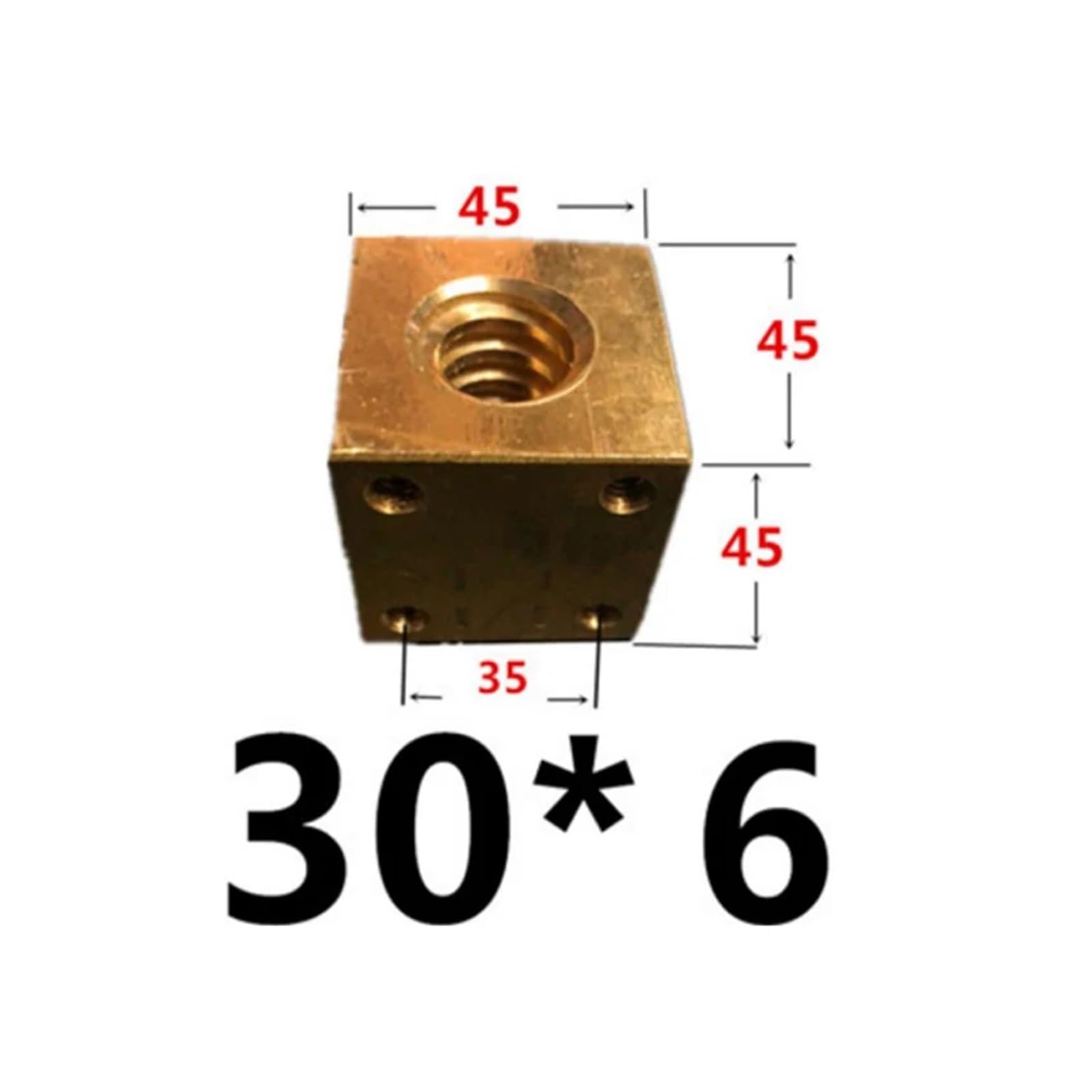 Ball Screw,Metal Ball Screw nut 1pc T12 T18 T20 T25 T30 Brass Lead Screw Square Nut Trapezoid Screw Support Nut Right Thread(T30x6 Right-Hand)
