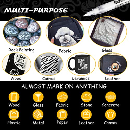 Emooqi White Paint Pens, 6 Pack 0.7Mm Acrylic White Marker For Christmas Decoration, Rock, Wood, Ceramic, Metallic, Paper, Drawing, Water-Based Extra Fine Point, Ideal For Artist & Students. #TOP3