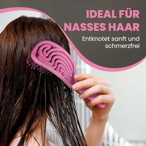 Walcora Haarbürste ohne Ziepen – NEUHEIT 2025 – Entwirrbürste & Detangler Bürste für Damen, Herren & Kinder, für Locken, nasse, feine & lange Haare, Hair Brush - Pink