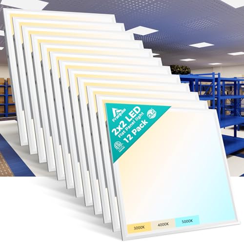 12 Pack 2x2 LED Flat Panel Light - 3000K/4000K/5000K Selectable, TRIAC Dimmable 40W 5000LM, 120V Recessed Back-Lit LED Drop Ceiling Lights, Troffer Fluorescent Replacement Fixture