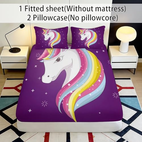 Drap housse licorne violette, cadeau idéal ado 90x200 - 3