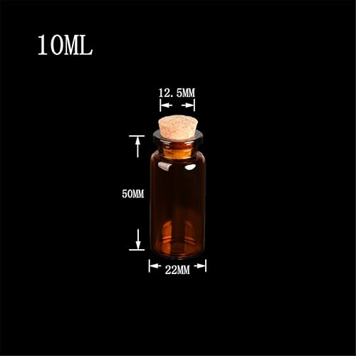 Miniatura 3 de 0.866x1.969x0.492 in 0.3 fl oz Botellas de vidrio ámbar con corcho pequeños frascos vacíos lindos 0.3 fl oz corchos de vidrio frascos de botella 12
