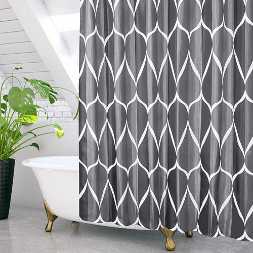 GRICOL Duschvorhang Wasserdicht Badvorhang aus Polyester Stoff Waschbar Bad Vorhang mit 12 Ringe für Dusche & Badewanne 180 x 180 cm Schwarz