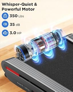 Jogwell Walking Pad Treadmill with 20%/15%/12% Auto Incline, 350lbs Capacity Treadmills for Home Office Under 35dB, Spacious Running Area, Vertical Storage, 3/3.5HP Brushless, Ares 11 Ultra Black