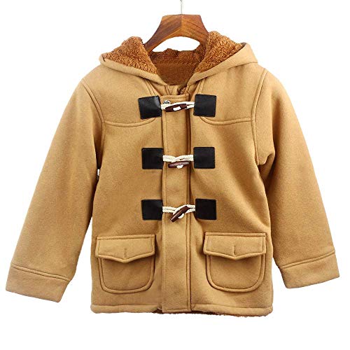 Unisex Baby Fleece Hooded Jacket Outerwear Zipper Winter Coat (Age: 5-6 Years Old, Khaki)