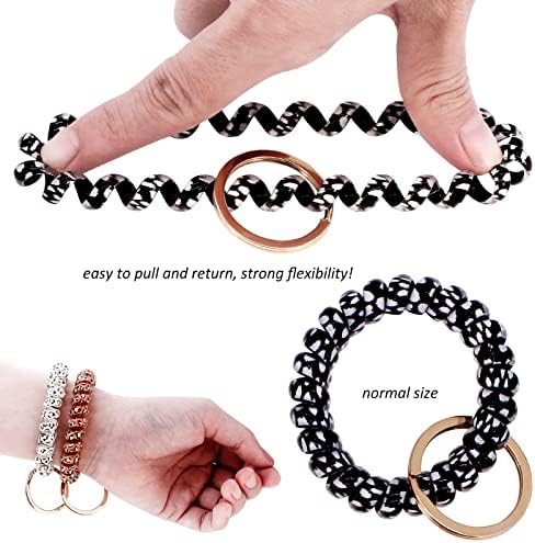 BIHRTC Pack of 6 Stretchy Keychain Plastic Coil Stretch Wristband Bracelet — view 3