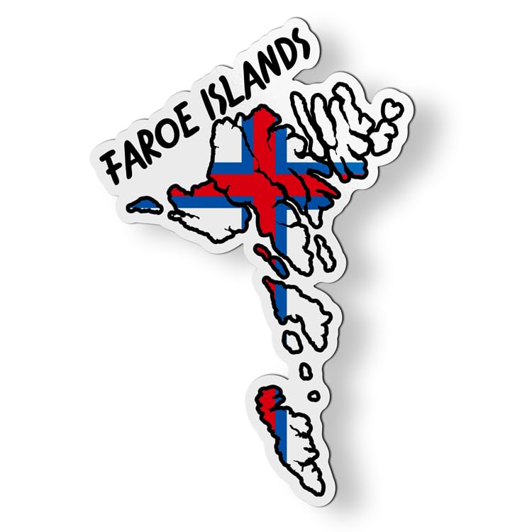 Faroe Islands Map with Flag for