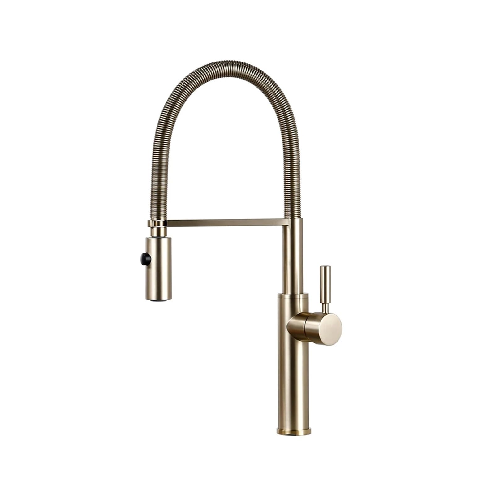 FCXWEVR Brushed Gold Kitchen Faucets Brass Mixer with Single Lever Pull Out Spring Spout Tap Hot Cold Water Compatible