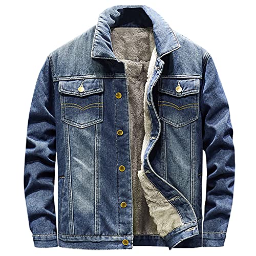 NUSGEAR Chaqueta de vaquera Hombre otoño Invierno Abrigo Grueso cálida Forro de felpa Chaqueta Moda Casual Top Suelto botones trabajo denim Cardigan mezclilla caliente outwear Talla grande 2024