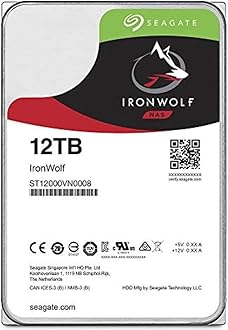 Seagate IronWolf 12TB NAS Internal Hard Drive HDD – 3.5 Inch SATA 6Gb/s 7200 RPM 256MB Cache for RAID Network Attached Storage – Frustration Free Packaging (ST12000VN0008)