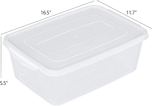 16 Quart Plastic Storage Bin with Lid, Clear Storage Box 12 Packs