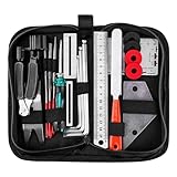 Gitarren-Reparaturset, Gitarrenzubehör, Geschenke, Gitarrenreparatur, Wartungswerkzeug-Set mit Tragetasche für akustische E-Gitarren, Bass, Banjos, 20-teilig