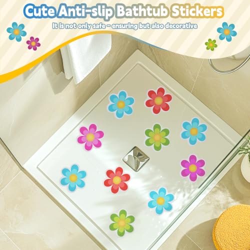 Image of Secopad 10PCS Flower Bathtub Non Slip Stickers with Scraper, Multicolor