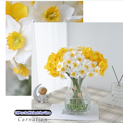 Xizhi SHUIXIANHUA 10 Stems Artificial Daffodil Flowers 16 Inch Faux Silk Daffodils Flowers Real Touch Narcissus Spring Flower thumb #4