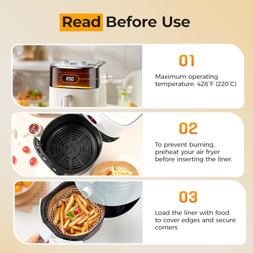 Image of 250 Pcs 8 inch Round Air Fryer Liners Disposable for 5-8QT