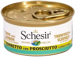 Schesir Cat in Broth Tuna with Ham, Wet Cat Food in Own Cooking Broth, 24 Cans x 70 g, 1 Piece (Pack of 24) product image