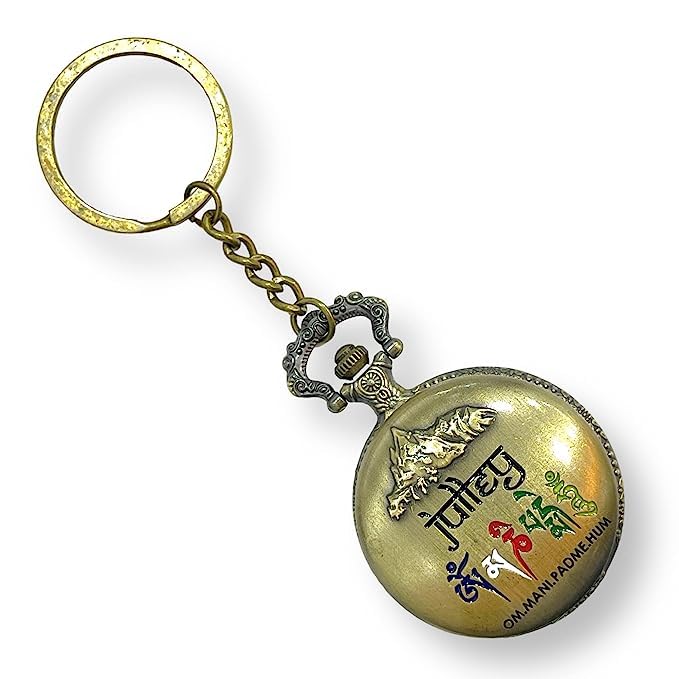 Image of Blue Aura Premium Pocket Watch Metal Keychain Retro Vintage for Gifting with Key Ring Anti-Rust (BA-KWIC-7)