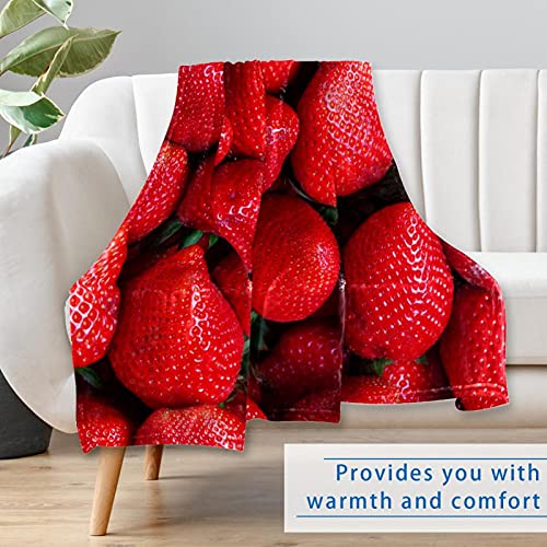 Couverture douce et chaude avec imprimé fraises pour lit et canapé
