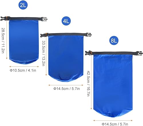 Miniatura 3 de MengK Paquete de 3 bolsas impermeables de 2 litros+4 litros+8 litros bolsas secas ultraligeras para camping, senderismo, viajes, canotaje, kayak