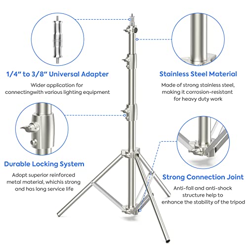 Heorryn 100% Stainless Steel Heavy Duty Light Stand 11Ft/331Cm(Max) For Photo Studio Reflector, Monolight, Softboxes Photography #TOP3